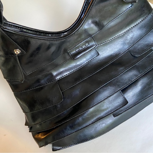 Vintage Gucci leather layered purse with wooden handle - Picture 2 of 12